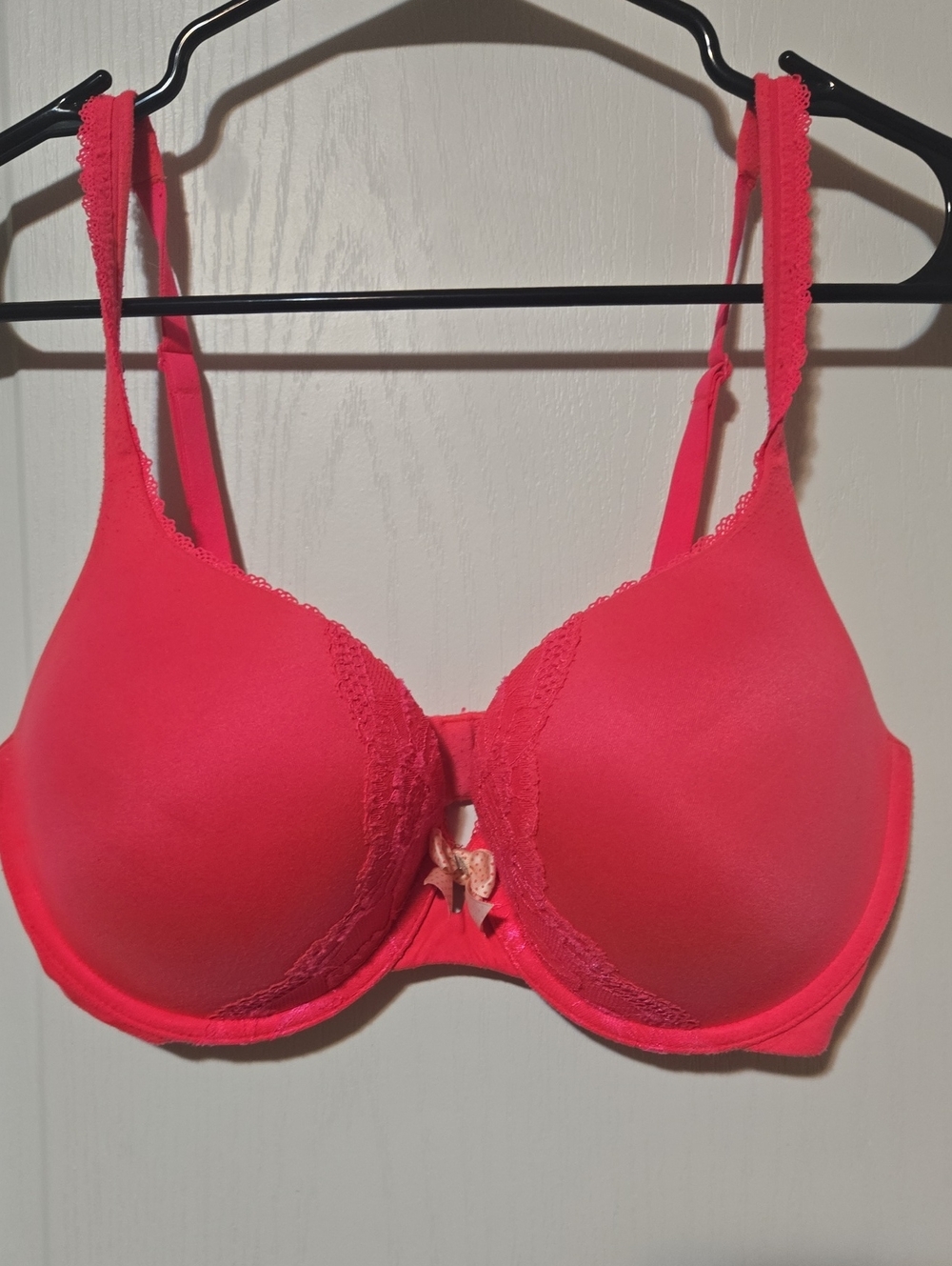 Victoria's Secret Hot Pink T-Shirt Bra with Lace Trim